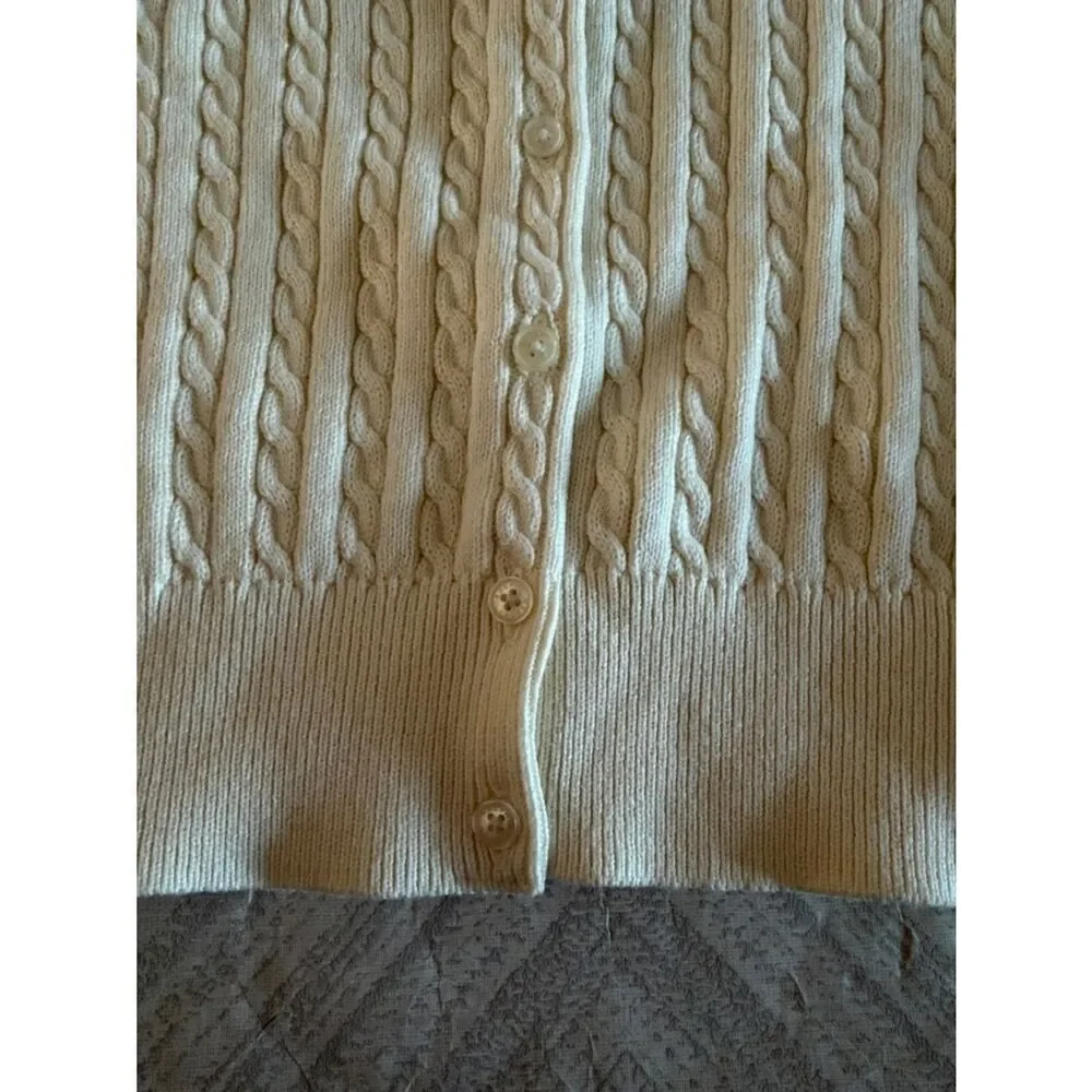 Polo Ralph Lauren Girls Cable-Knit Cotton Cardigan – Ivory – Size 6